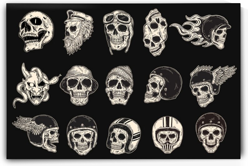 Skull Rider Helmet Head by Point Art