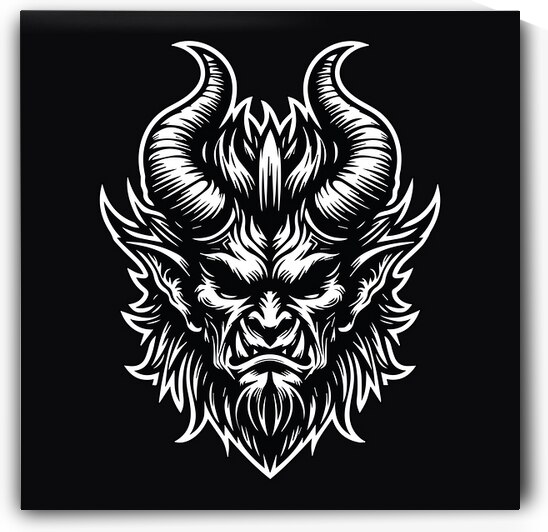 Angry Demon Head by Point Art