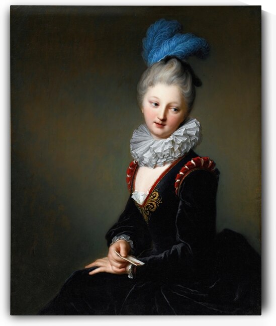 Portrait Of A Young Lady With A Letter. Thought To Be Mademoiselle Christine–Antoinette–Charlotte Desmares by Jean–Baptiste Santerre [1658–1717] by MyCozyFineArt
