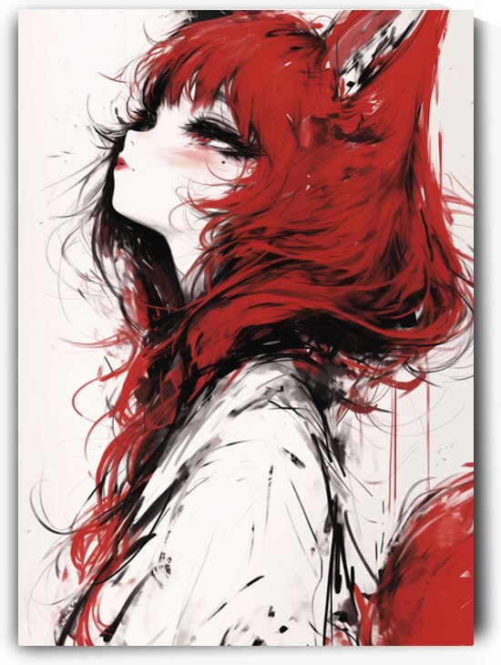 Kawaii Kitsune – Cute Fantasy Fox Girl Illustration by Anne Laure GOUPIL