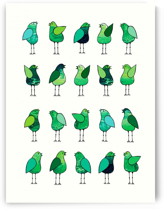 Gossip Birds Green by Lisa Frances Judd