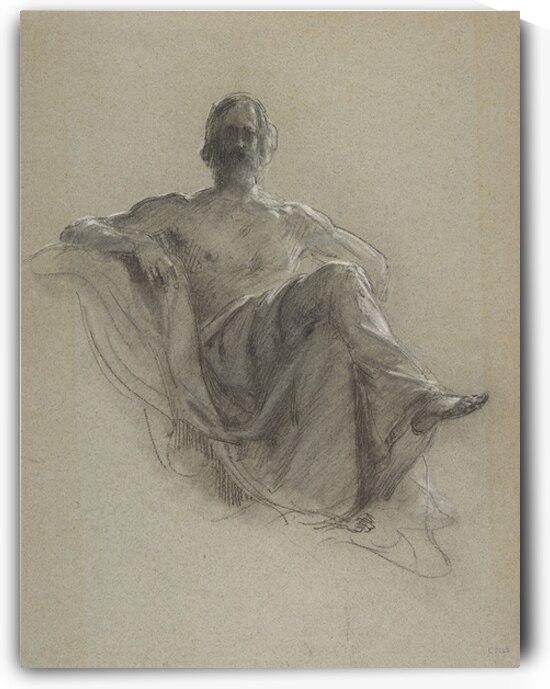 Seated Bearded Man. Nude to the Waist [Jupiter Seated] [19th century] by Isidore Pils [1815–1875] by MyCozyFineArt