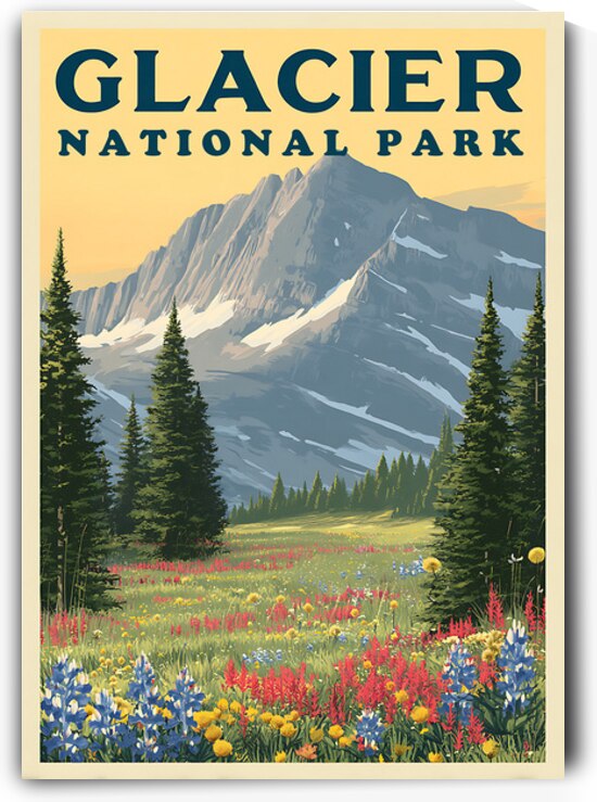 Glacier  National Park and Preserve vintage travel poster  1 by Artgoos