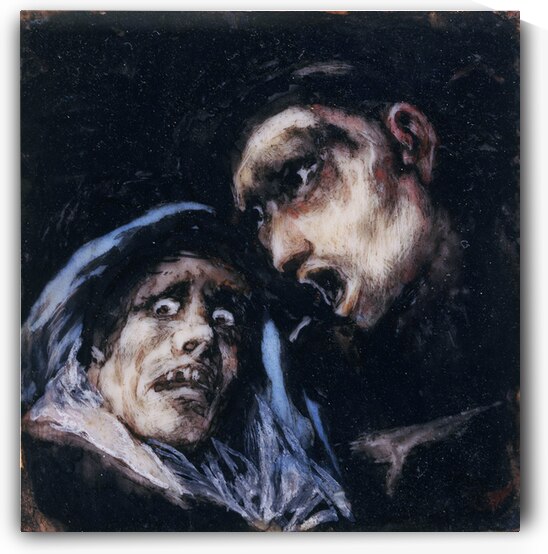Francisco Goya – Monk Talking to an Old Woman c. 1825 | Darkly Humorous & Mysterious Scene by Wirla
