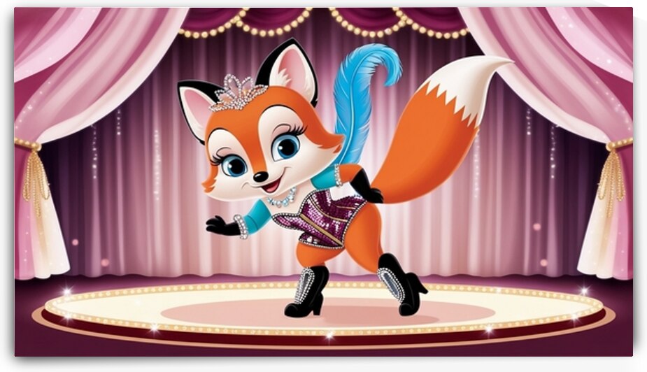  charming cartoon fox in a shimmering burlesque by Webfinai