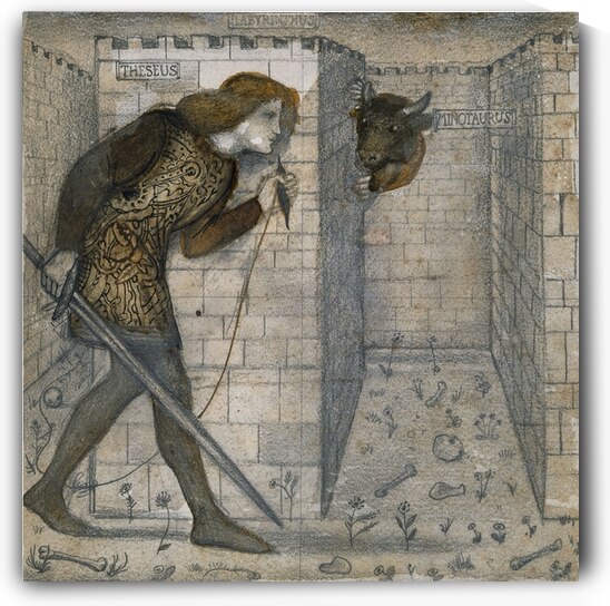 Theseus and the Minotaur in the Labyrinth [1861] by Sir Edward Coley Burne–Jones [1833–1898] by MyCozyFineArt