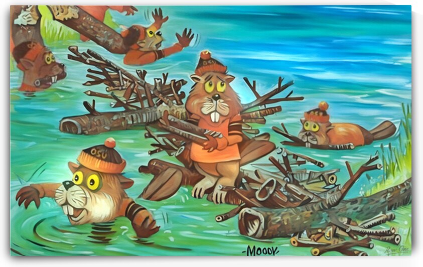 1970s Oregon State Beavers Cartoon Art by Row One Brand