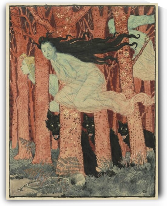 Three Witches and Three Wolves by Eugene Grasset by Ebon et Noir