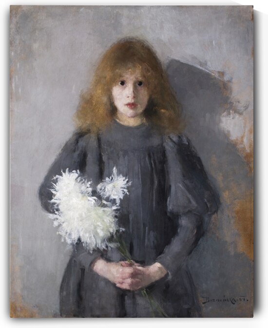 Girl with Chrysanthemums [1894] by Olga Boznanska [1865–1940] by MyCozyFineArt