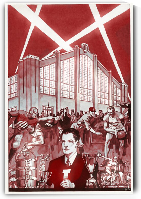 Vintage Indiana Hoosiers Sports Art Remix by Row One Brand