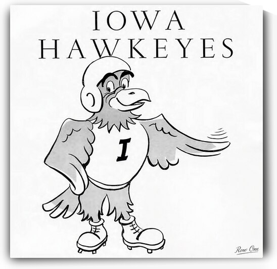 1950s Iowa Hawkeyes Football Cartoon Art by Row One Brand