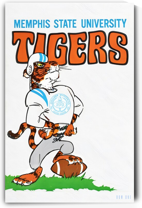 1969 Memphis State Tigers Football Art by Row One Brand