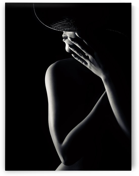Nude woman with black hat 3 by Johan Swanepoel