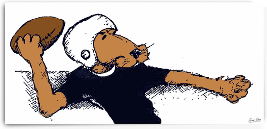 1970s Penn State Quarterback Cartoon Art by Row One Brand