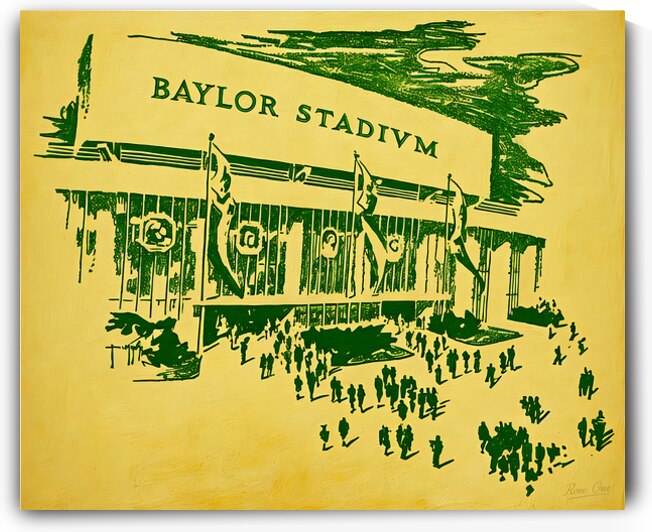 Vintage 1950s Baylor Stadium Art by Row One Brand