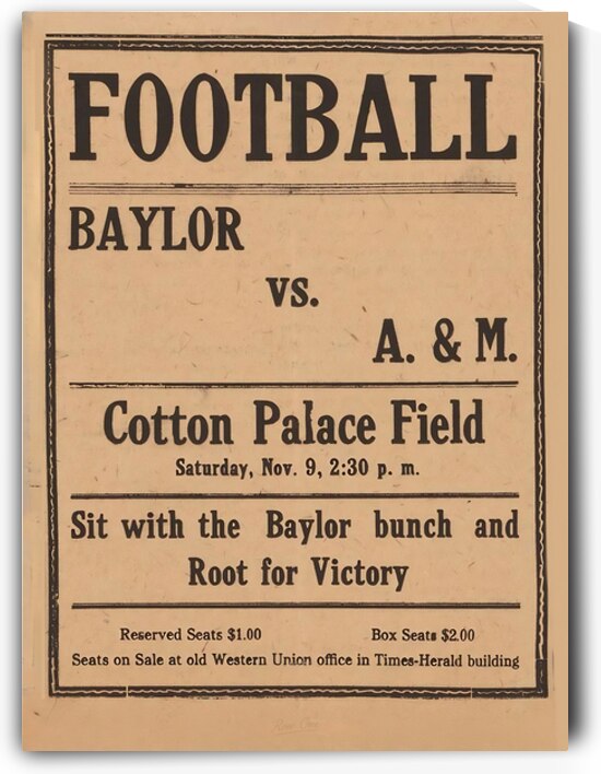 Early 1900s Baylor vs. Texas A&M Ticket Ad by Row One Brand