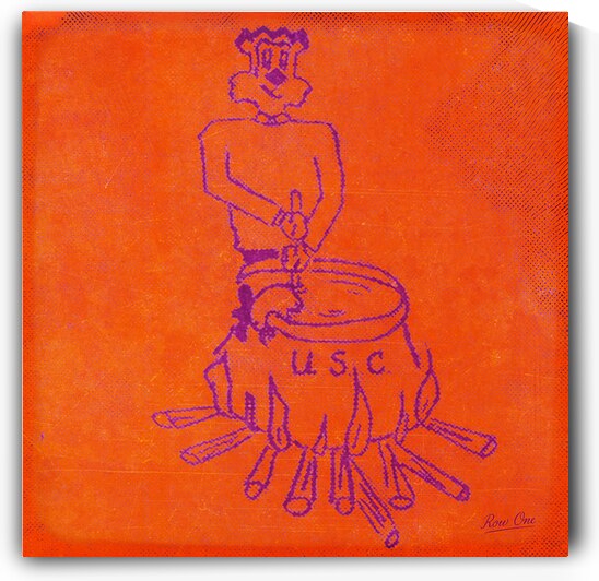 Vintage Clemson Tiger Cartoon Art Cooking a Gamecock by Row One Brand