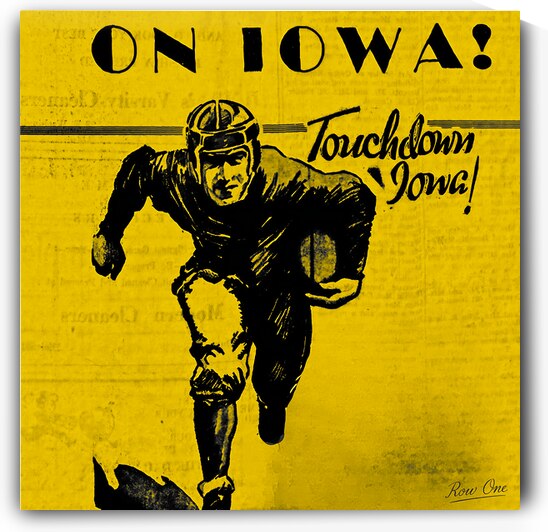 Vintage Iowa Hawkeyes Football Runner Art by Row One Brand
