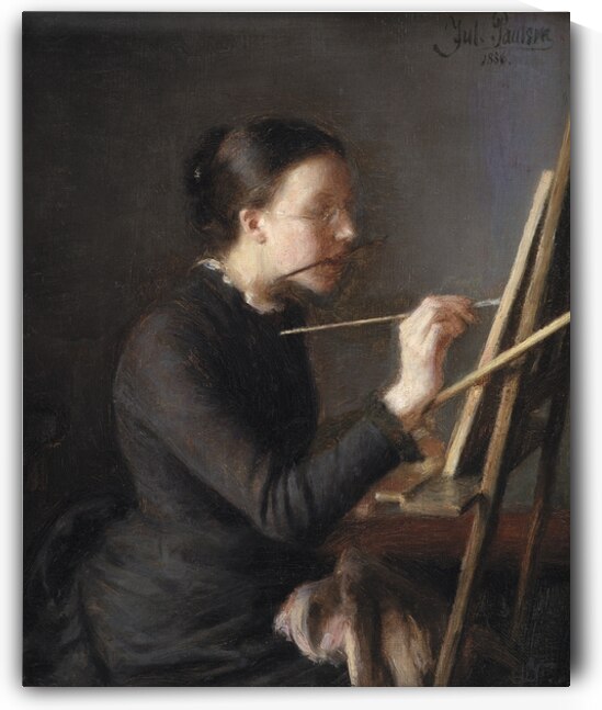 The Painter Agnes Paulsen. The Artist’s Sister. At her Easel [1886] by Julius Paulsen [1860–1940] by MyCozyFineArt