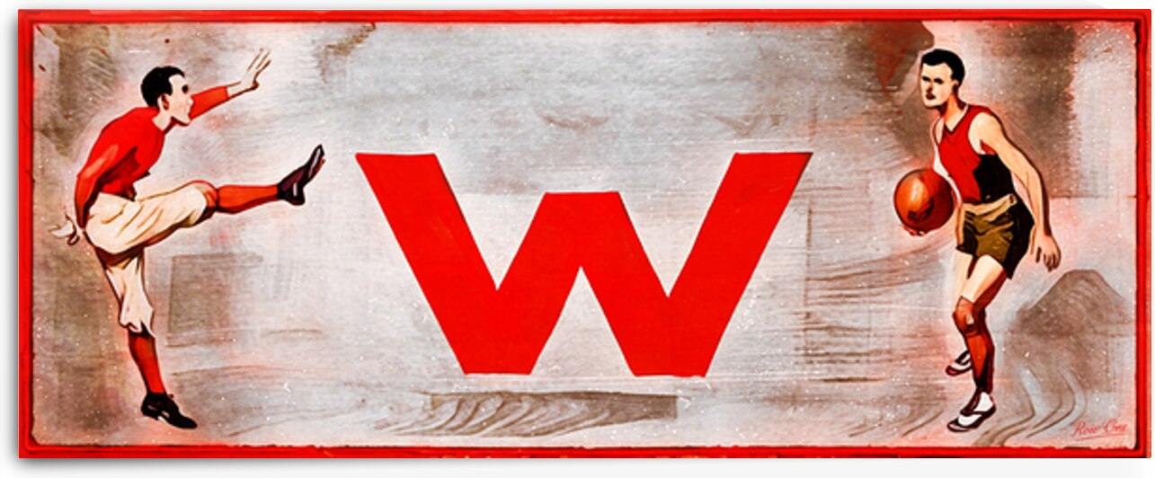 Early 1900s Wisconsin Badgers Football & Basketball Art by Row One Brand