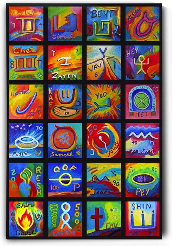 Paleo Hebrew Letters on Black -Portrait by Sherry Nielsen 