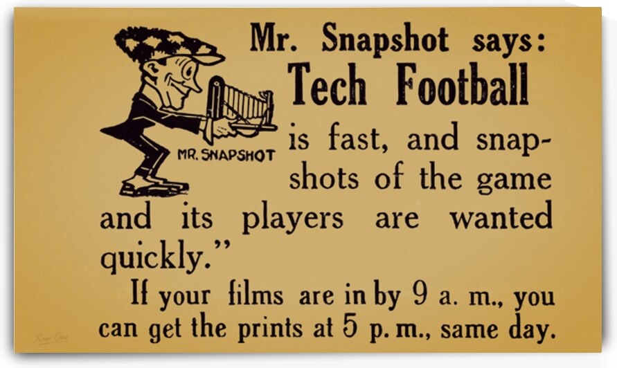 Early 1900s Mr. Snapshot Georgia Tech Football Photos Ad by Row One Brand