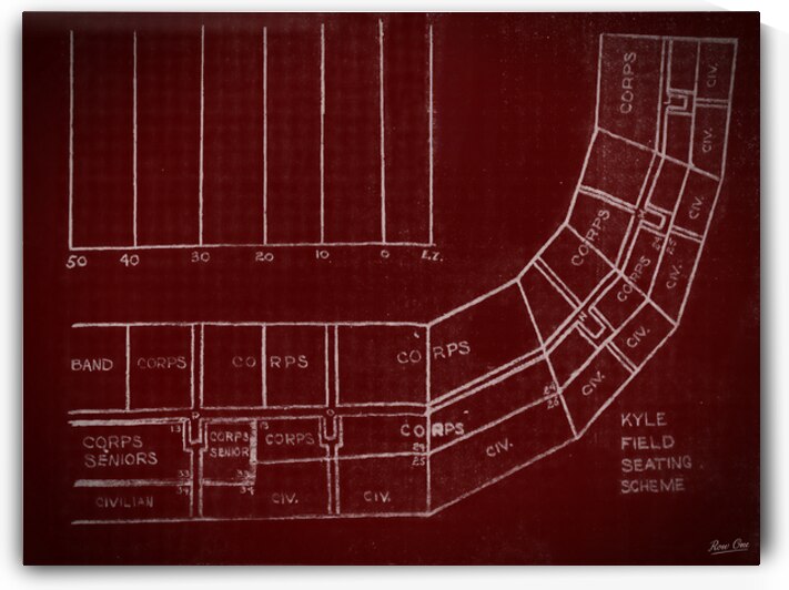 Vintage Kyle Field Seating Diagram Art by Row One Brand