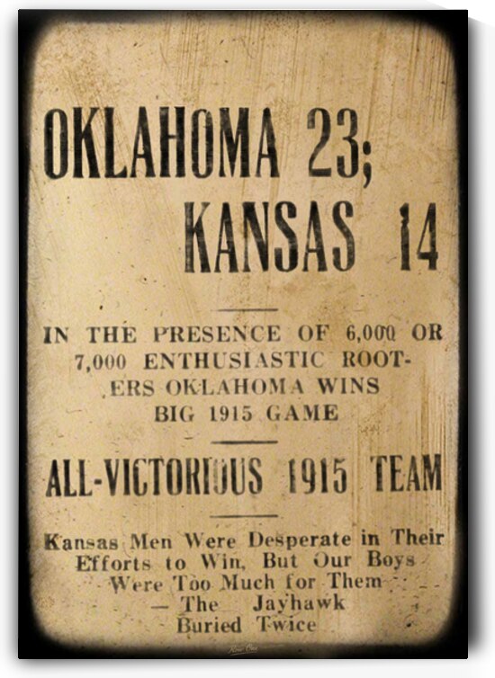 1915 Kansas Jayhawks at Oklahoma Sooners News Headline by Row One Brand