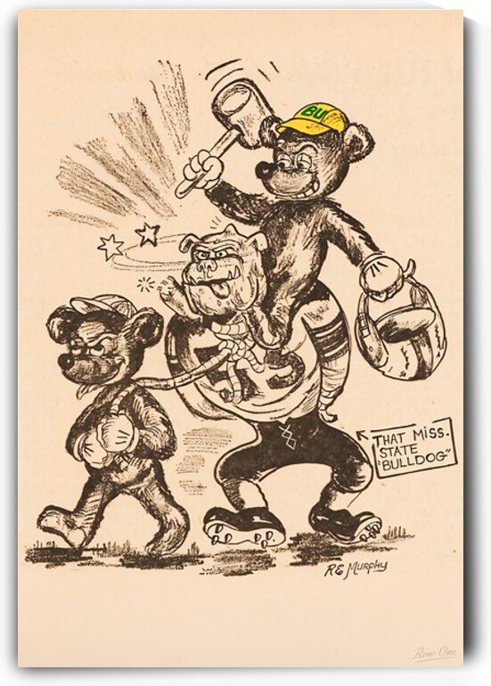 1950s Baylor Bears Cartoon Art by Row One Brand