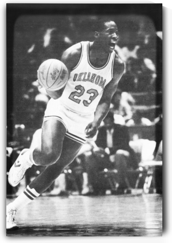 1985 Wayman Tisdale Oklahoma Basketball Art by Row One Brand