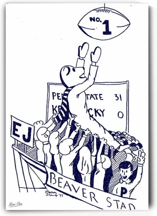 1977 Penn State Football Cartoon Art  by Row One Brand