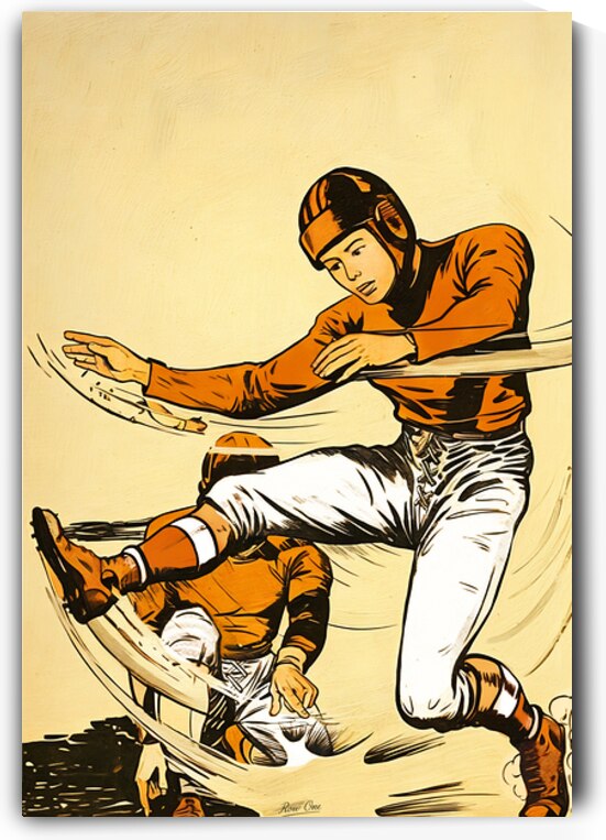 1940s Football Kicker Art by Row One Brand