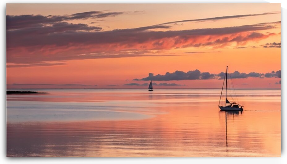 Tranquil Sunset Sail on a Calm Sea by DesignTech