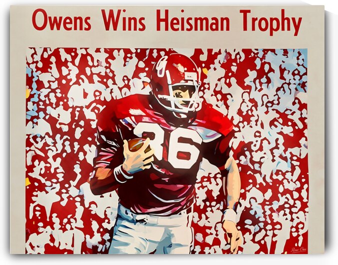 1969 Oklahoma Football Art Showing Steve Owens by Row One Brand