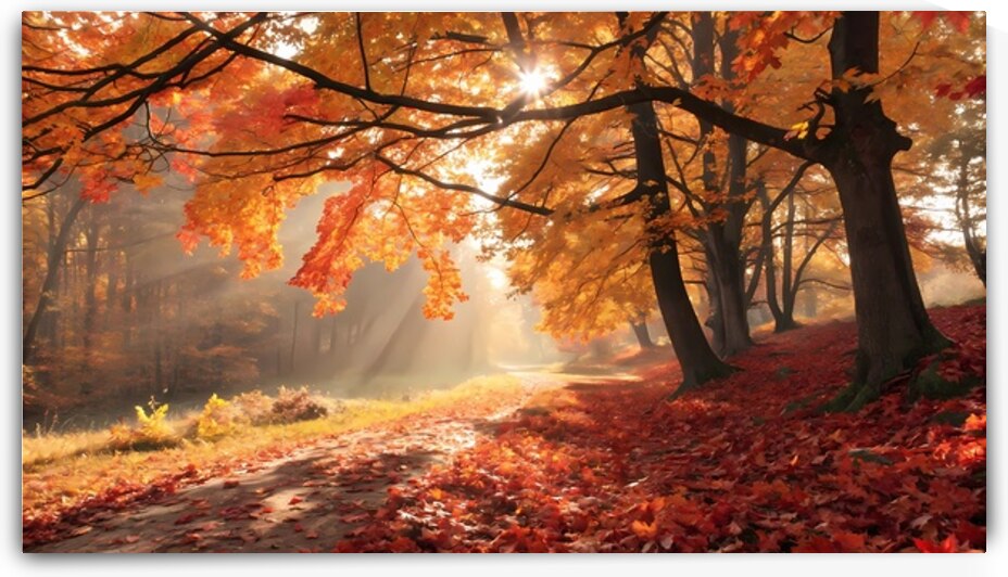Golden Autumn Light Through the Forest by DesignTech