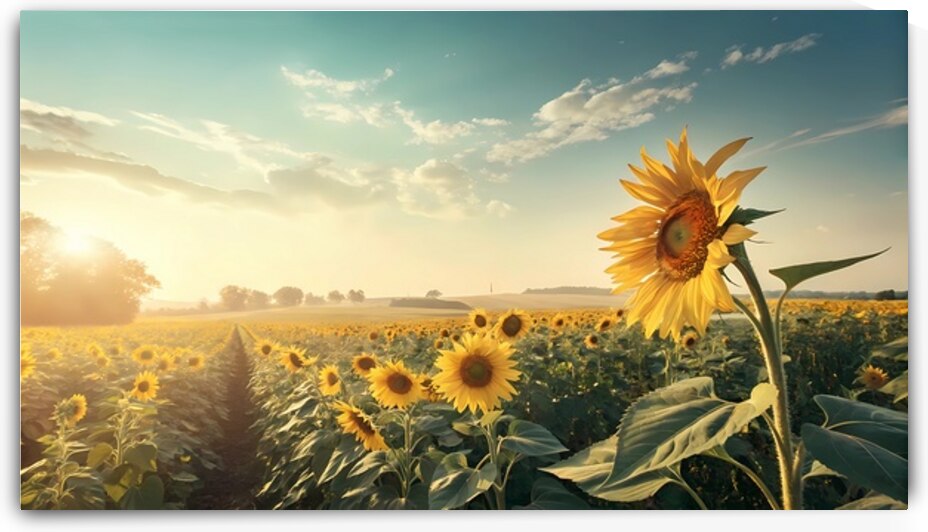 Golden Sunflowers Under a Radiant Sky by DesignTech