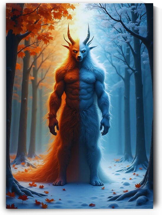 Dual Nature: Fire and Ice Beast by Sigit Art