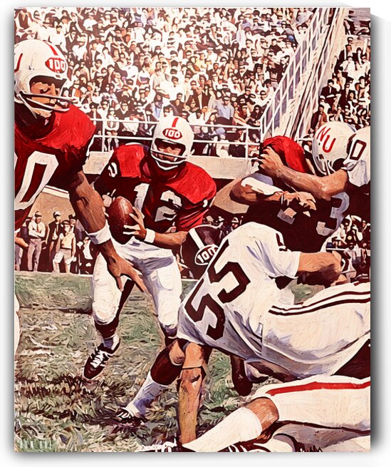 1969 Nebraska Cornhuskers Football Art by Row One Brand