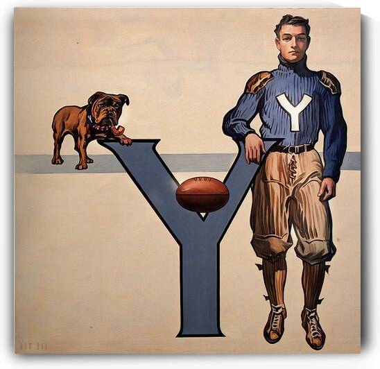 Early 1900s Yale Bulldogs Football Player Art by Row One Brand