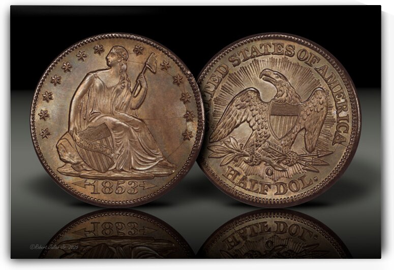 0050.1853-O.1 Echoes of Strain: The 1853-O Arrows and Rays Half Dollar by The Numismatic Art of Robert Julian