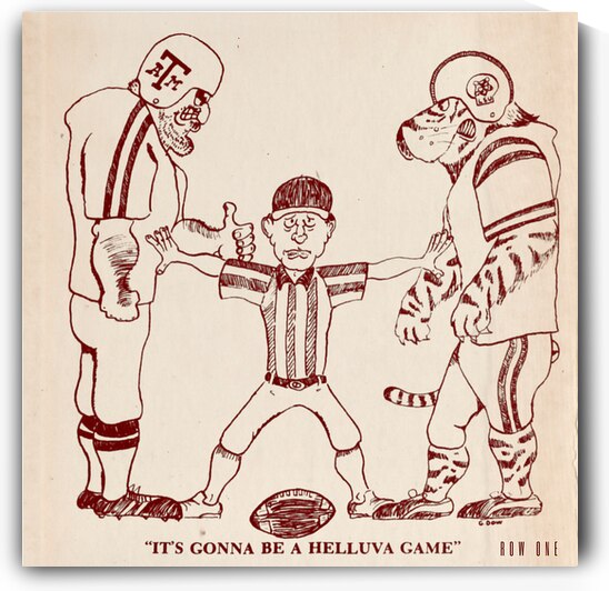 1973 LSU vs. Texas A&M Football Cartoon Art by Row One Brand