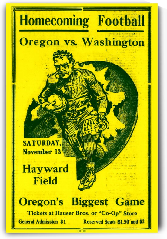 1920 Oregon Ducks Football Homecoming Art by Row One Brand