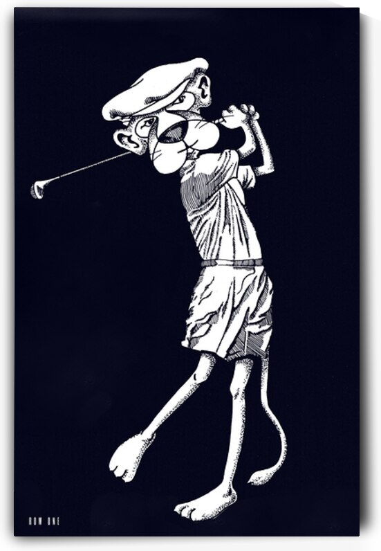 1980s Nittany Lion Golfer Cartoon Art by Row One Brand