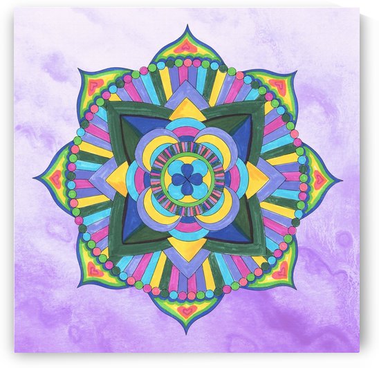 Hand Painted Mandala Watercolor Meditation on Purple by Irina Sztukowski