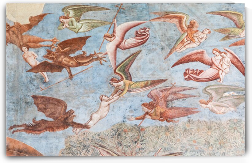 Gothic detail in the Inferno fresco Pisa cemetery 1336. Mediev by Paolo Modena