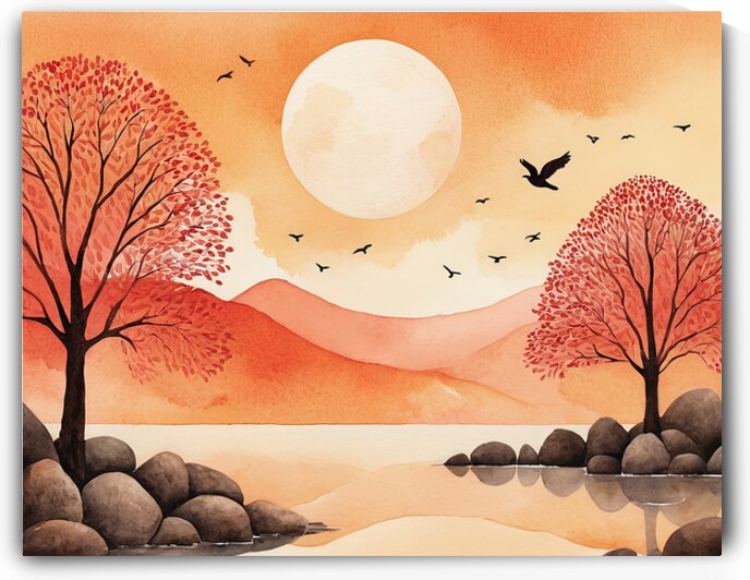 Japanese Watercolor Autumn Sun   GIA2501 0436 ILU by JordiCarrio