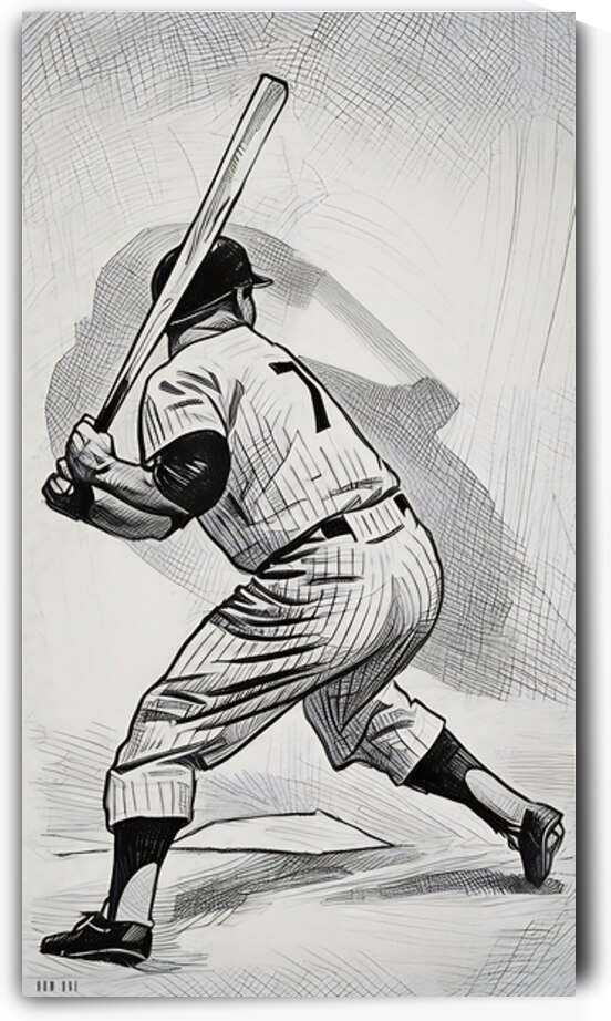 2025 Fathers Day Baseball Gifts | 1956 Mickey Mantle Sketch Art by Row One Brand
