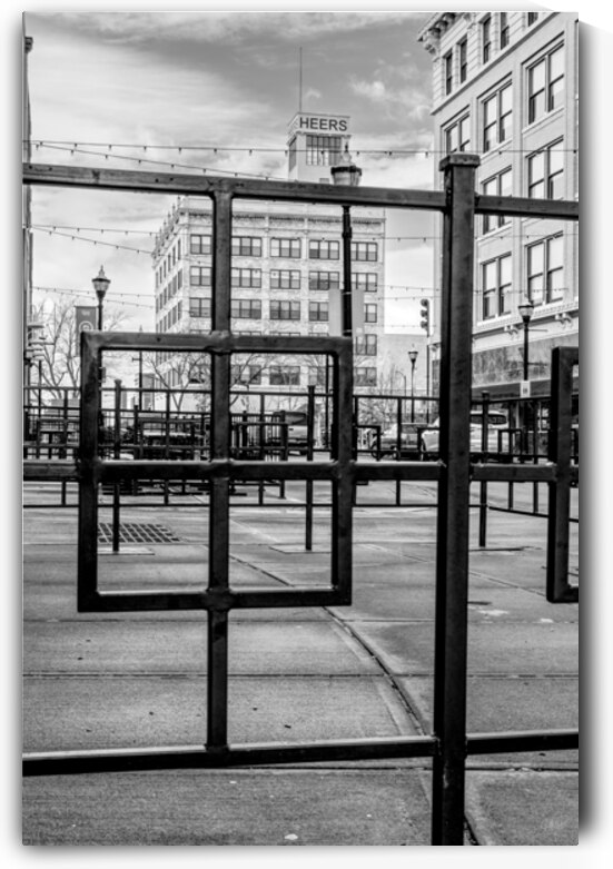 History Through The Railing Grayscale by Jennifer White