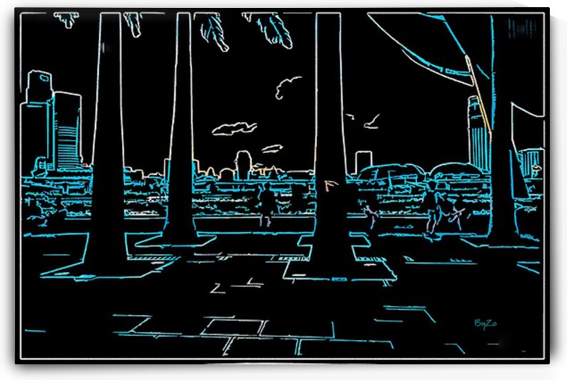 Sunset in Singapore - Original Photography and Digital Art  Giclee Canvas Print by By:Zo Art Print Collection   by Maria Desnoyers