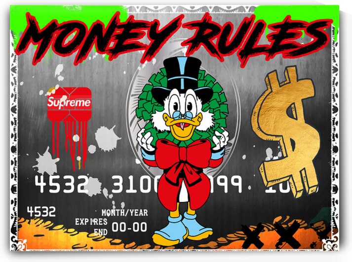 Money Rules – Scrooge x Supreme Credit Card Pop Art by Daveschloffiart